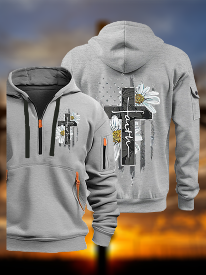 Flower Cross Faith Jesus God Christian Zipper Hoodies
