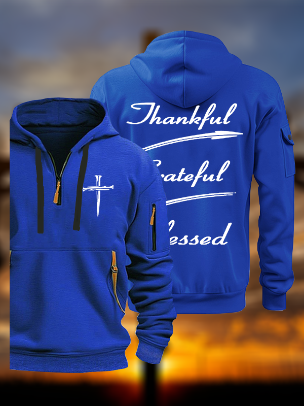 Thankful Grateful Blessed Jesus God Christian Zipper Hoodies