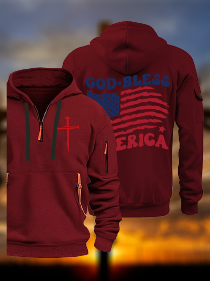 God Bless America  Jesus God Christian Zipper Hoodies