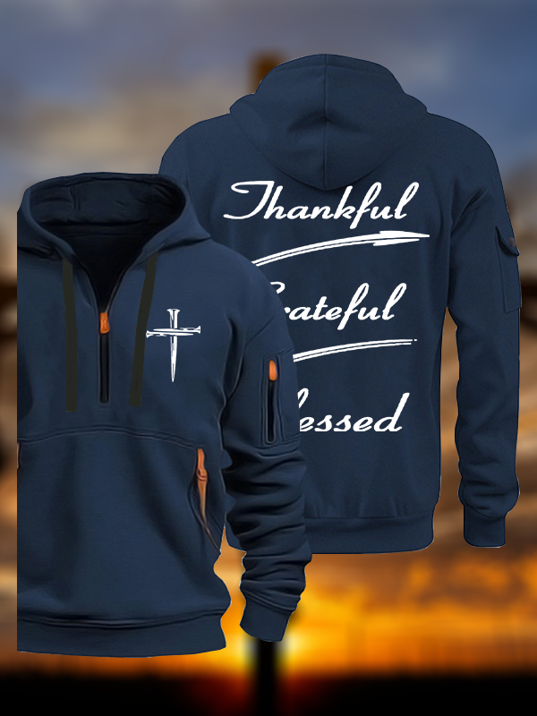 Thankful Grateful Blessed Jesus God Christian Zipper Hoodies