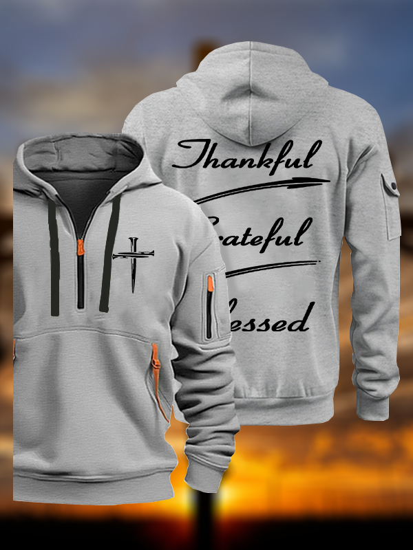 Thankful Grateful Blessed Jesus God Christian Zipper Hoodies