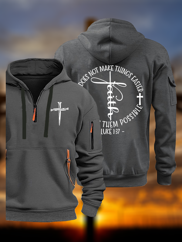 Luke 1 ：37 It Does Not Make Things Easier It Make Them Possible Jesus God Christian Zipper Hoodies