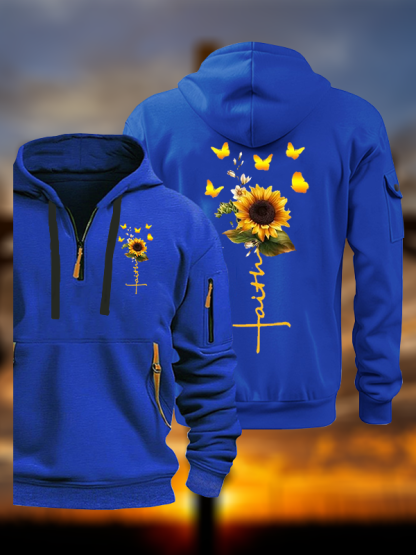 Sunflower Faith Religious Jesus God Christian Zipper Hoodies