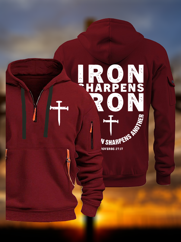 Proverbs 27:17  Jesus God Christian Zipper Hoodies