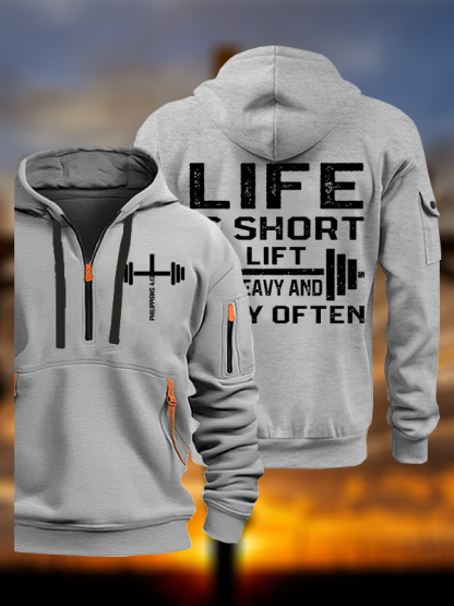 Life Is Short Lift Heavy and Pray Often Jesus God Christian Zipper Hoodies