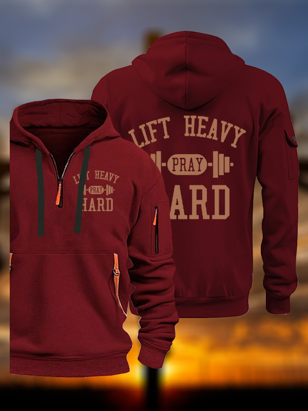 Lift Heavy Pray Hard Jesus God Christian Zipper Hoodies