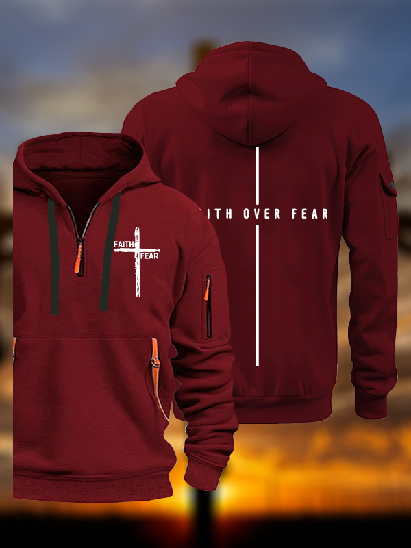 Faith Over Fear Cross Jesus God Christian Zipper Hoodies