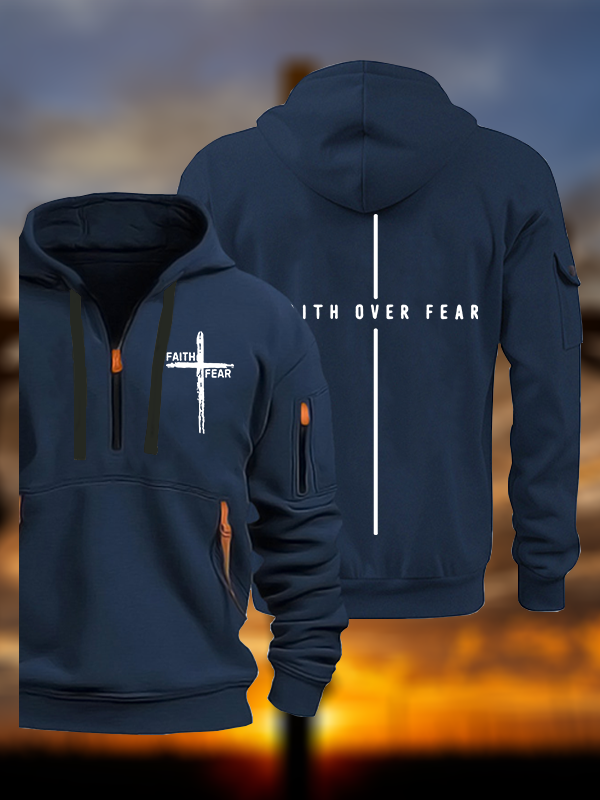 Faith Over Fear Cross Jesus God Christian Zipper Hoodies