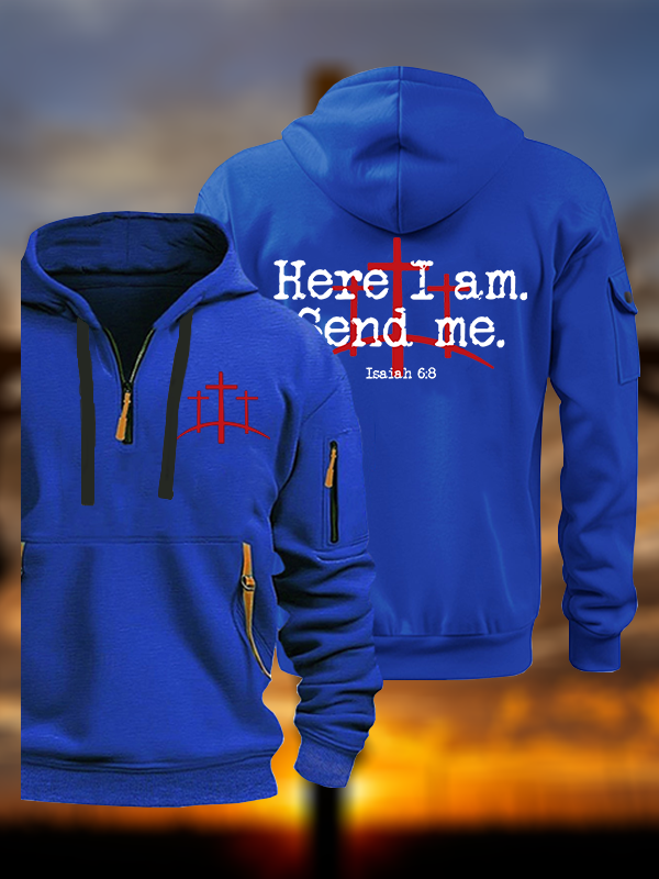 Here I Am Send Me - Bible Verse Isaiah 6:8 Jesus God Christian Zipper Hoodies