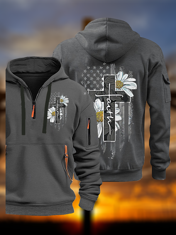 Flower Cross Faith Jesus God Christian Zipper Hoodies