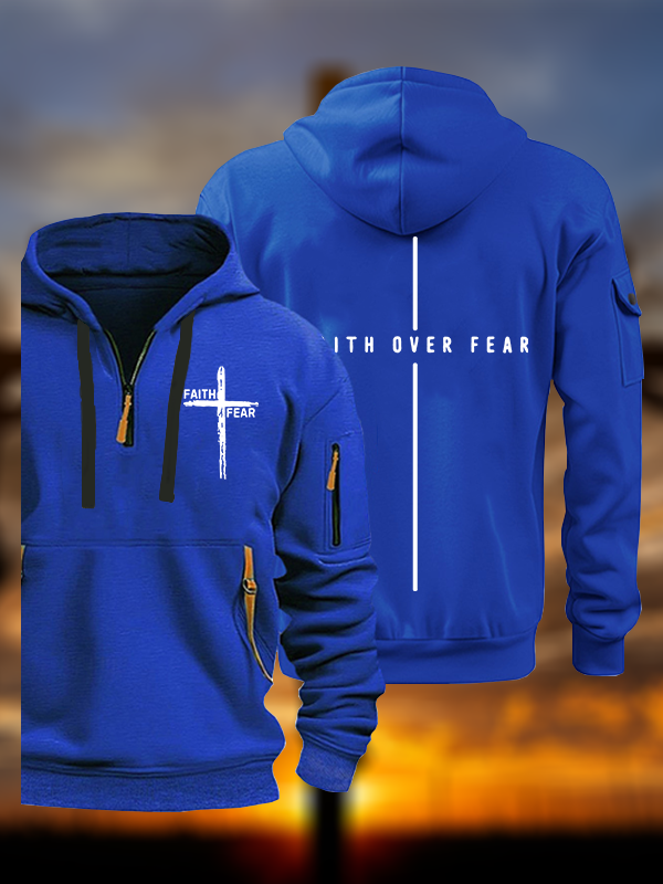 Faith Over Fear Cross Jesus God Christian Zipper Hoodies