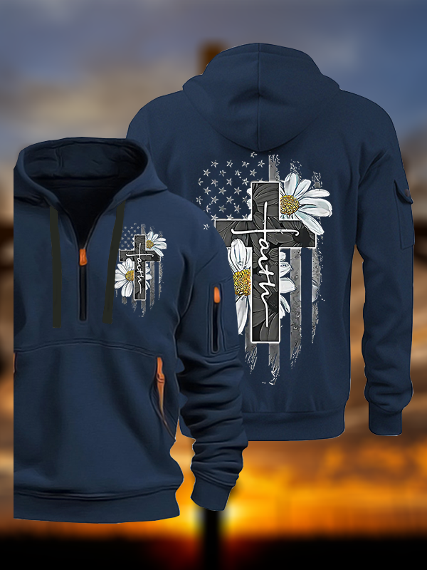 Flower Cross Faith Jesus God Christian Zipper Hoodies