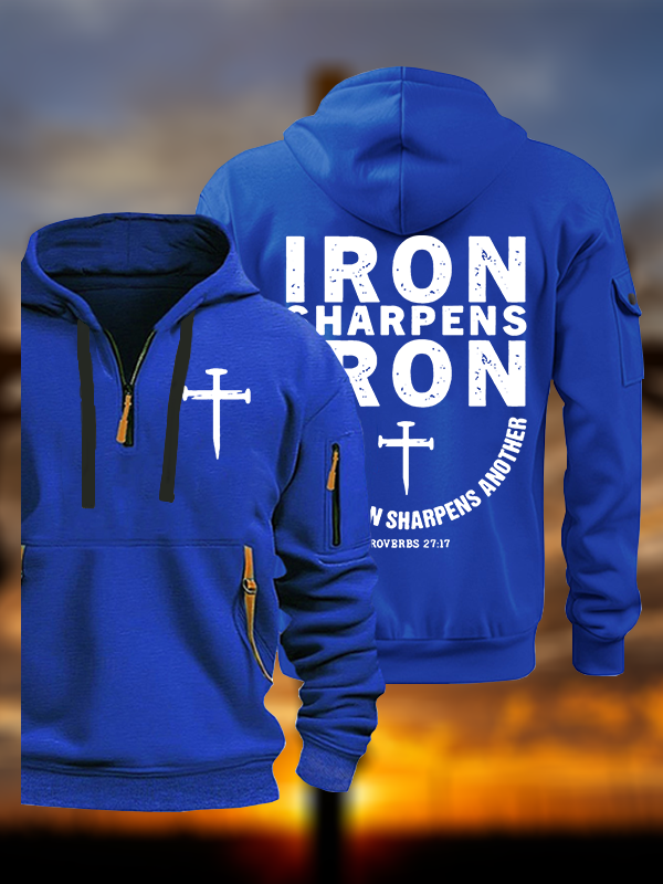 Proverbs 27:17  Jesus God Christian Zipper Hoodies
