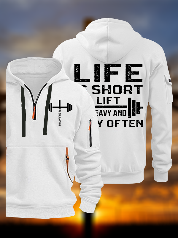 Life Is Short Lift Heavy and Pray Often Jesus God Christian Zipper Hoodies