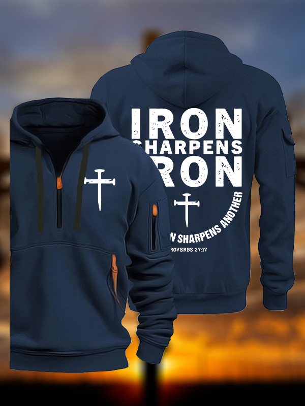 Proverbs 27:17  Jesus God Christian Zipper Hoodies
