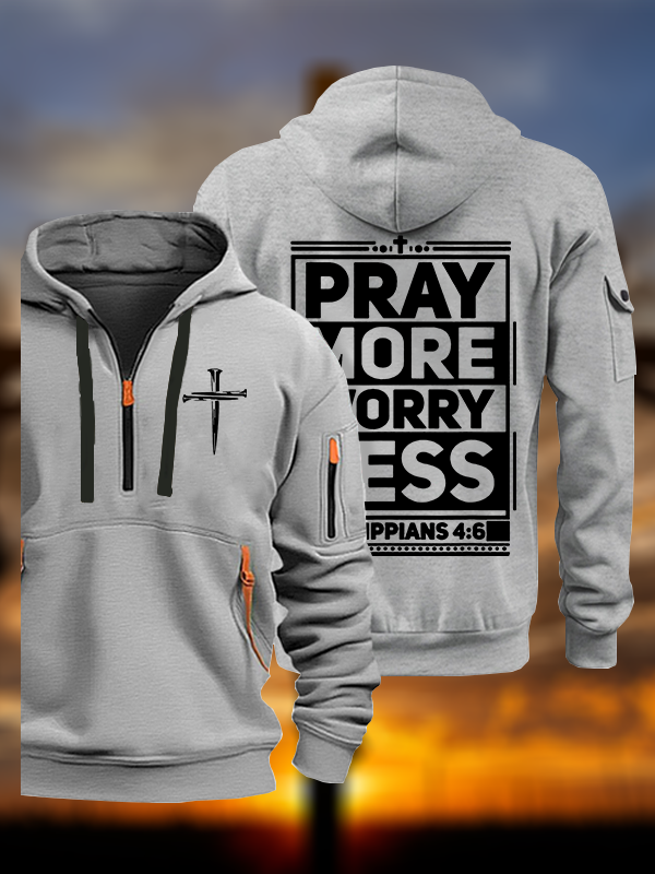 Pray More Worry Less Jesus God Christian Zipper Hoodies