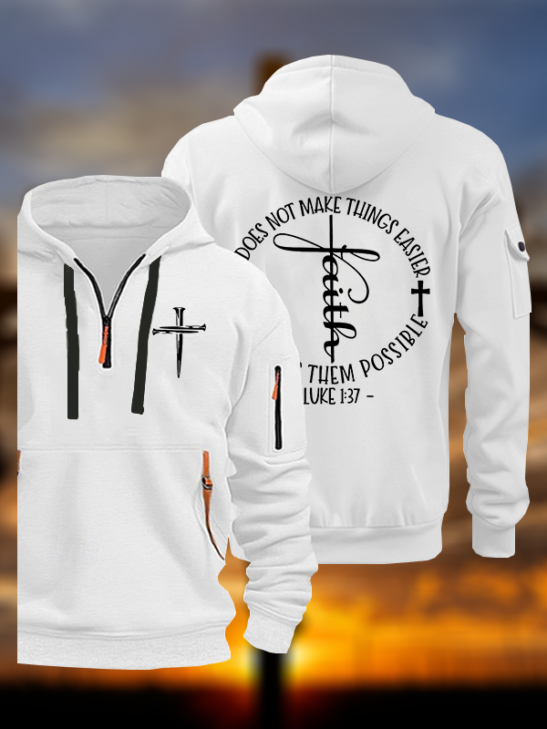 Luke 1 ：37 It Does Not Make Things Easier It Make Them Possible Jesus God Christian Zipper Hoodies