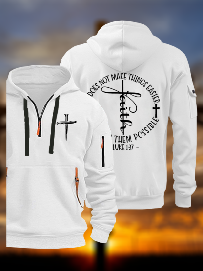 Luke 1 ：37 It Does Not Make Things Easier It Make Them Possible Jesus God Christian Zipper Hoodies