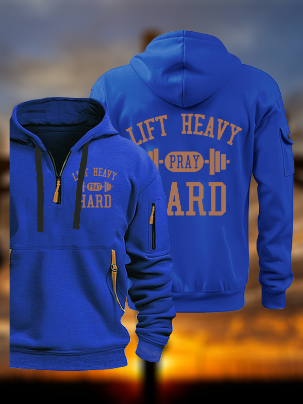Lift Heavy Pray Hard Jesus God Christian Zipper Hoodies