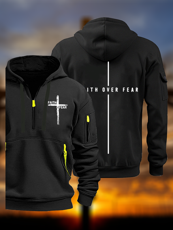 Faith Over Fear Cross Jesus God Christian Zipper Hoodies