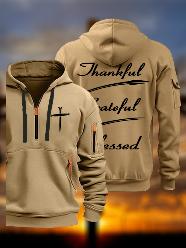 Thankful Grateful Blessed Jesus God Christian Zipper Hoodies