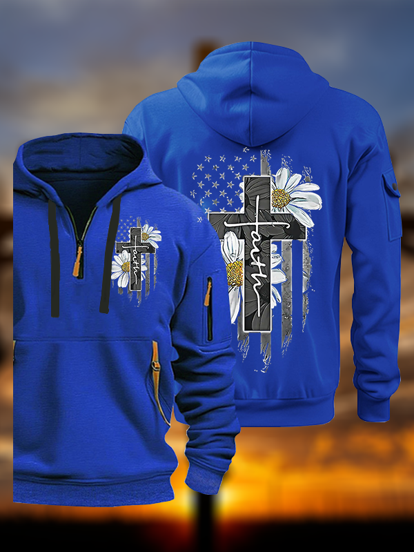 Flower Cross Faith Jesus God Christian Zipper Hoodies