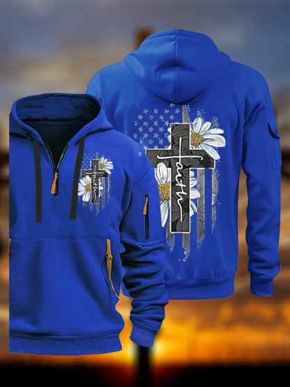 Flower Cross Faith Jesus God Christian Zipper Hoodies
