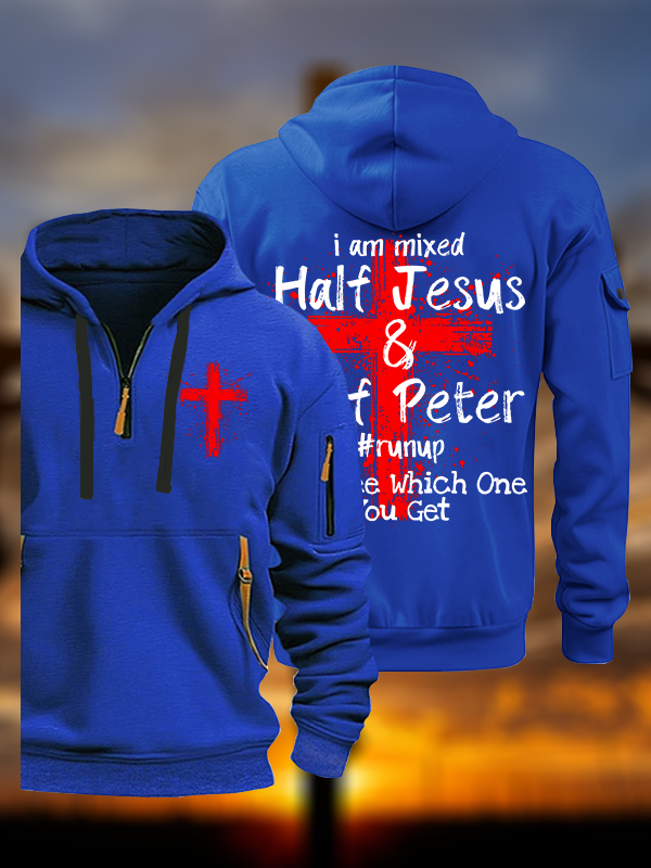 I Am Mixed Half Jesus and Half Peter Jesus God Christian Zipper Hoodies