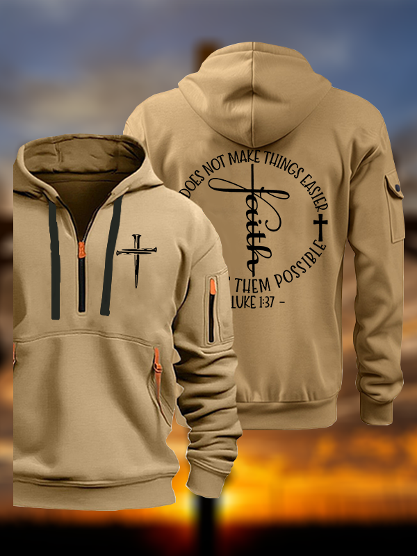 Luke 1 ：37 It Does Not Make Things Easier It Make Them Possible Jesus God Christian Zipper Hoodies