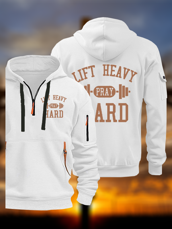 Lift Heavy Pray Hard Jesus God Christian Zipper Hoodies