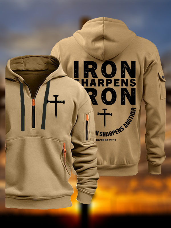 Proverbs 27:17  Jesus God Christian Zipper Hoodies