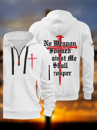 No Weapon Formed Against Me Shall Prosper Jesus God Christian Zipper Hoodies