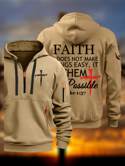 Faith Does Not Make Things Easy, It Makes Them Possible – Luke 1:37 Jesus God Christian Zipper Hoodies
