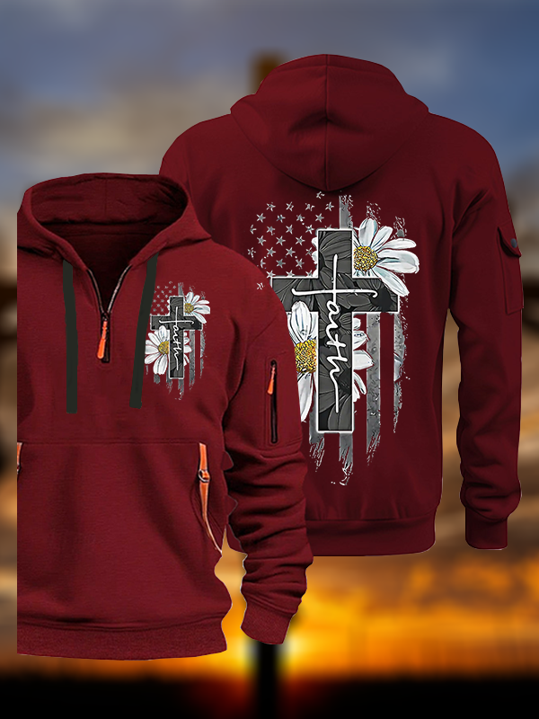 Flower Cross Faith Jesus God Christian Zipper Hoodies