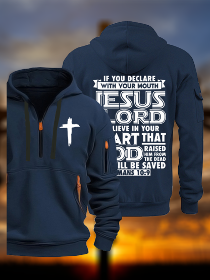Romans 10:9 Jesus is Lord Jesus God Christian Zipper Hoodies
