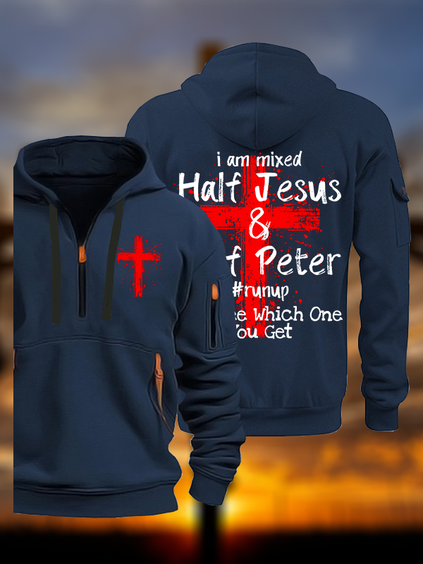 I Am Mixed Half Jesus and Half Peter Jesus God Christian Zipper Hoodies