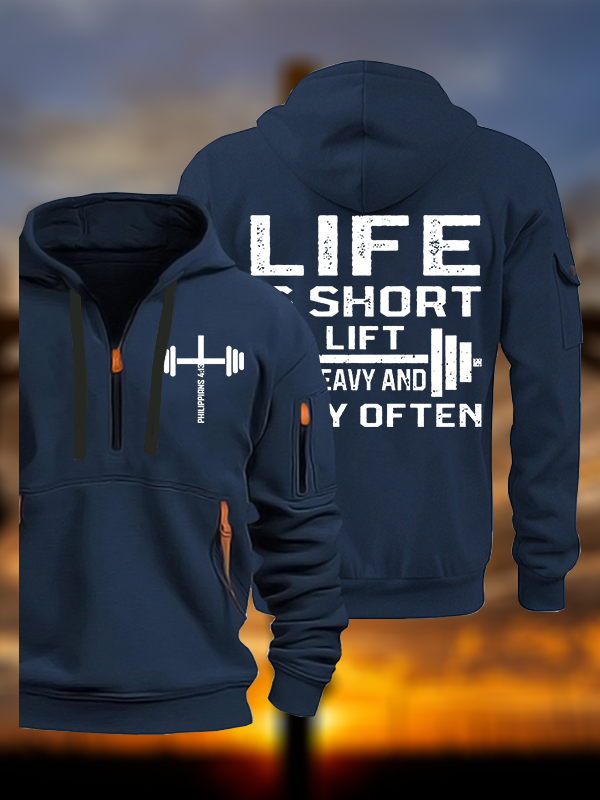 Life Is Short Lift Heavy and Pray Often Jesus God Christian Zipper Hoodies