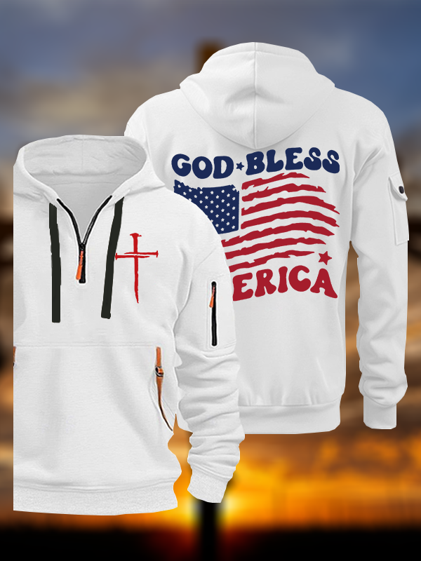 God Bless America  Jesus God Christian Zipper Hoodies