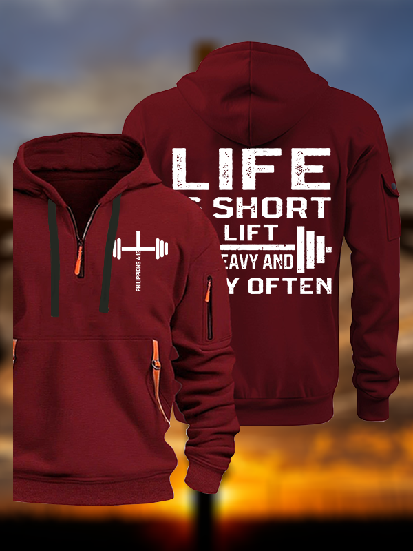 Life Is Short Lift Heavy and Pray Often Jesus God Christian Zipper Hoodies