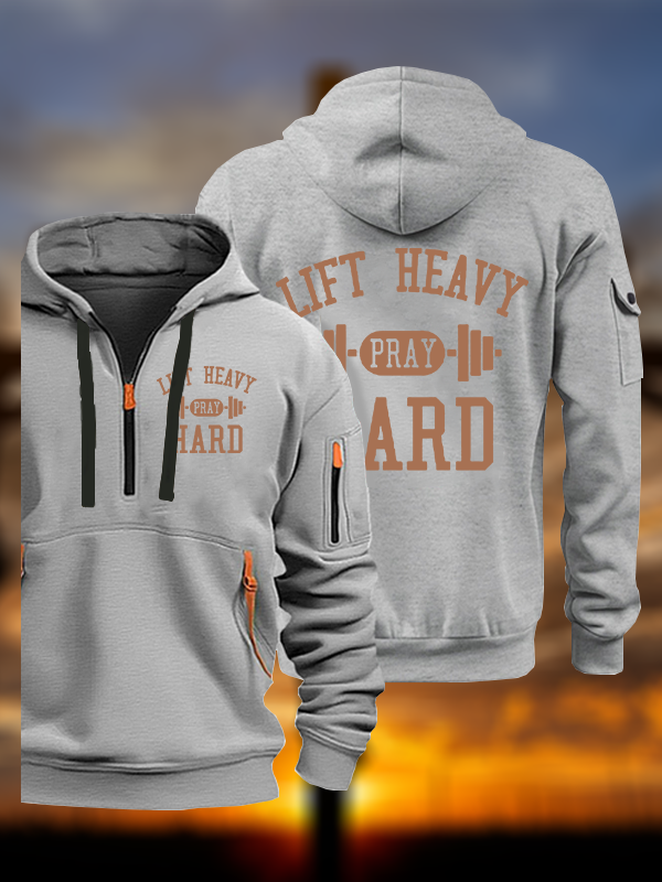 Lift Heavy Pray Hard Jesus God Christian Zipper Hoodies