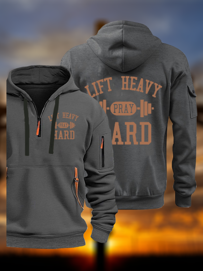 Lift Heavy Pray Hard Jesus God Christian Zipper Hoodies