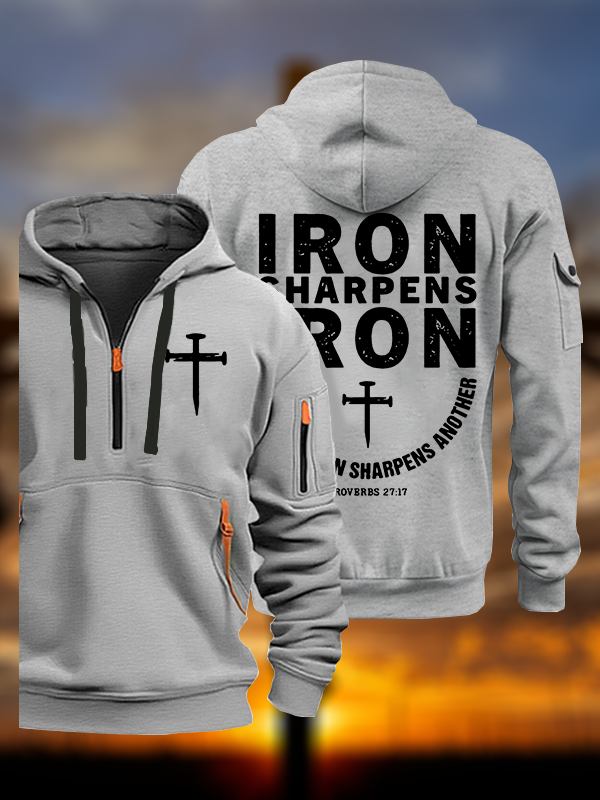 Proverbs 27:17  Jesus God Christian Zipper Hoodies