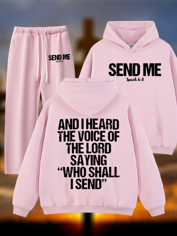 Send Me Isaiah 6:8 Jesus God Christian Plush Fleece-Lined Hoodie Set