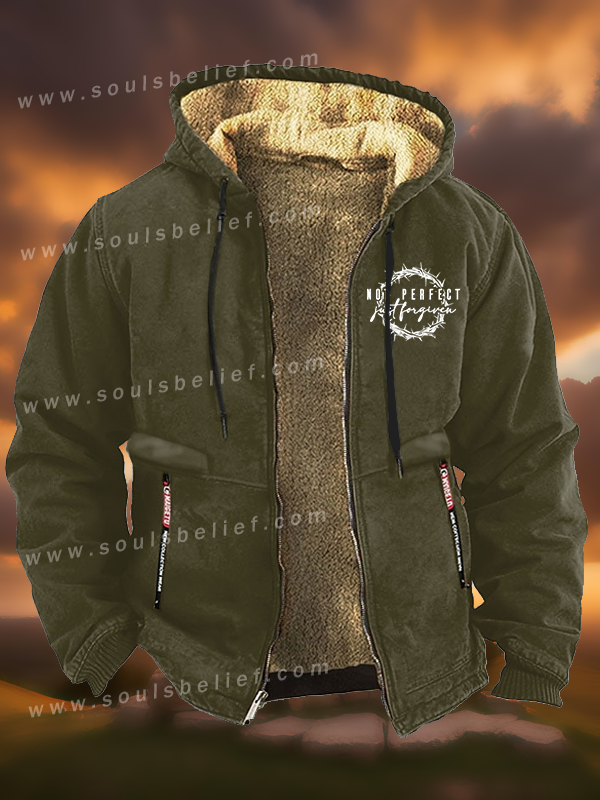 Not Perfect Just Forgiven Religious Jesus God Christian Zipper Hooded Jacket