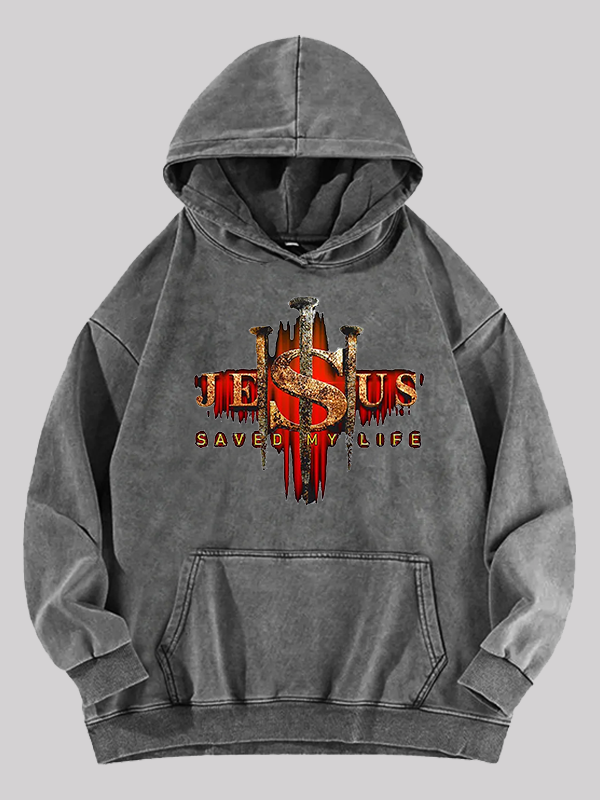 Jesus Saved My Life Jesus God Christian Washed Hoodie