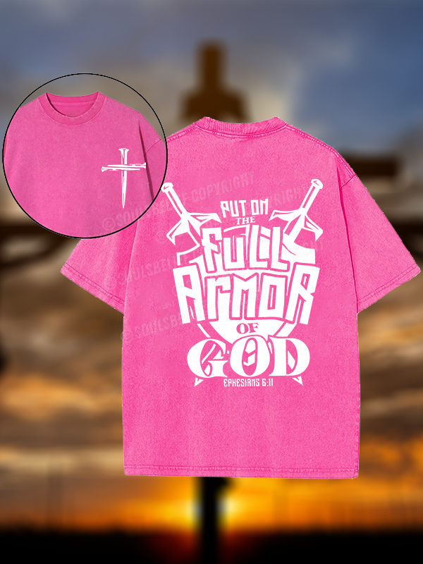 Put on The Full Armour of God Christian Washed T-Shirt