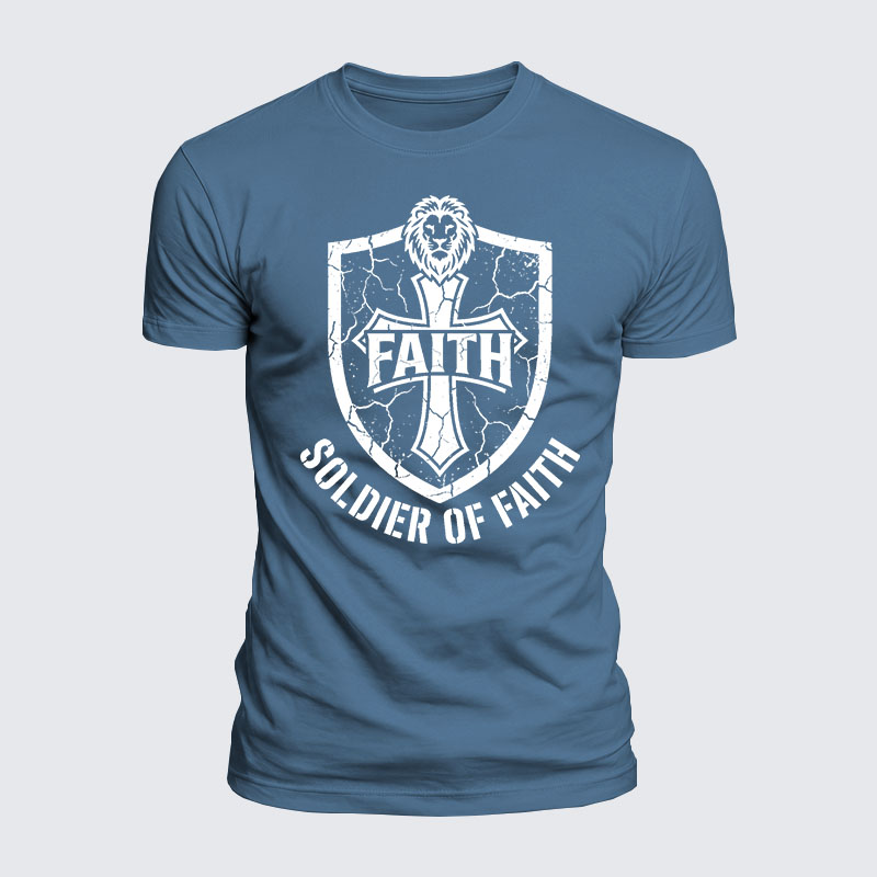 Soldier Of Faith Jesus God Christian  – Luxe Mercerized Interlock Cotton Tee