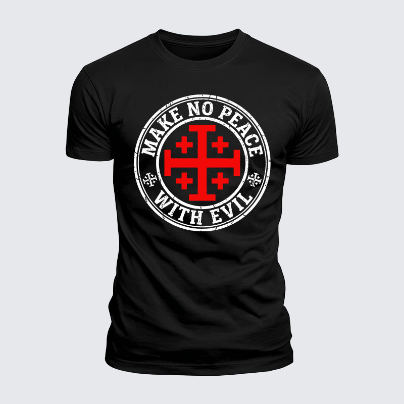 Luxe Mercerized Cotton Tee - Make No Peace with Evil Knight Templar Jerusalem Cross