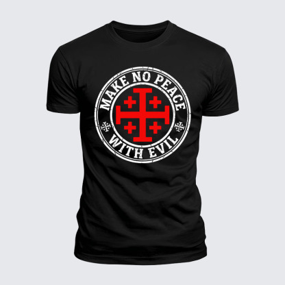 Luxe Mercerized Cotton Tee - Make No Peace with Evil Knight Templar Jerusalem Cross