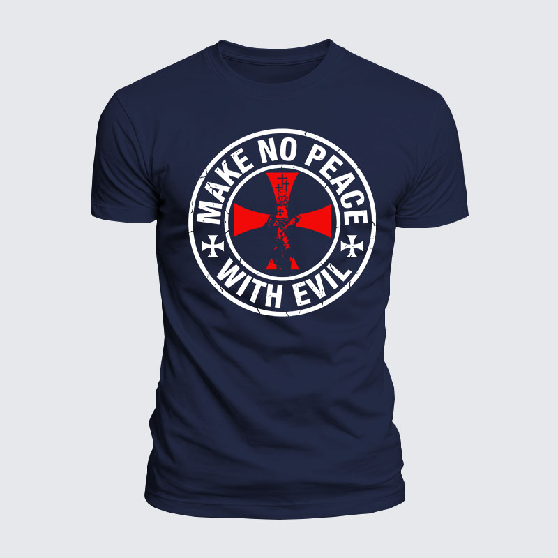Luxe Mercerized Cotton Tee - Make No Peace with Evil Knight Templar Cross